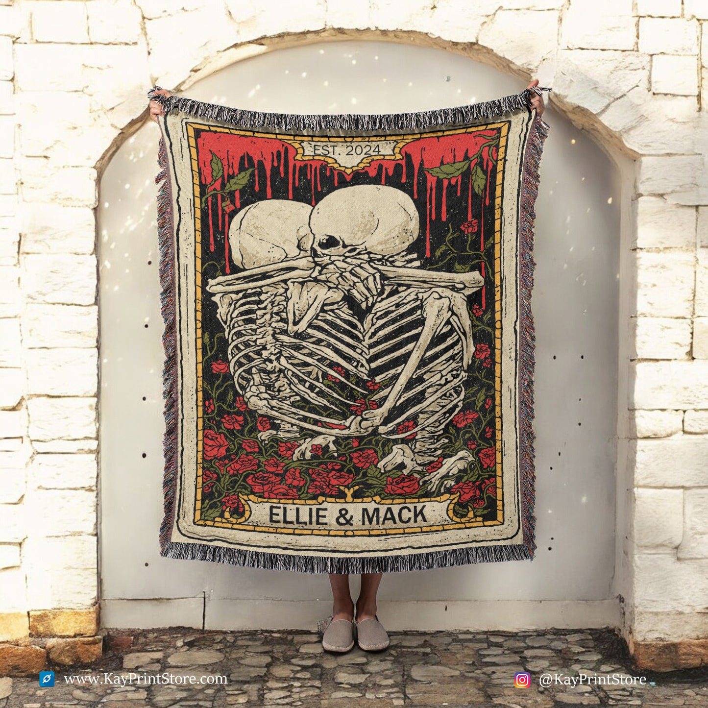 Skeletons Tarot Couple Blanket