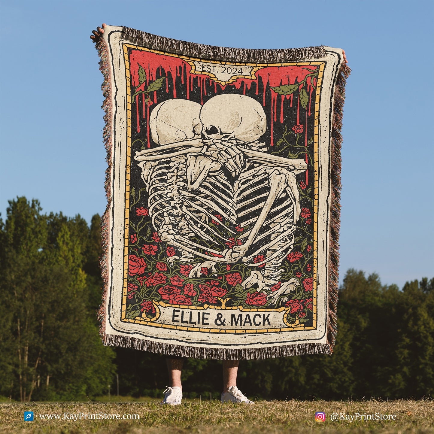 Skeletons Tarot Couple Blanket