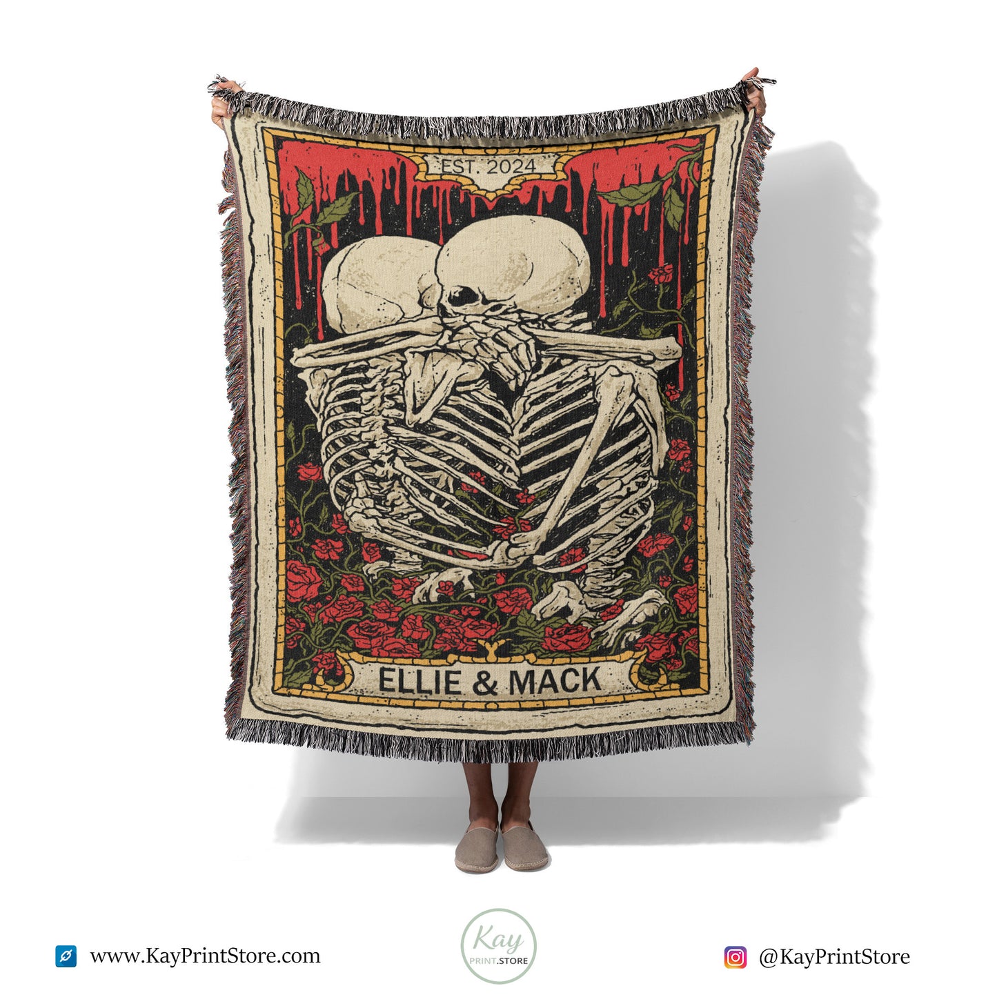 Skeletons Tarot Couple Blanket