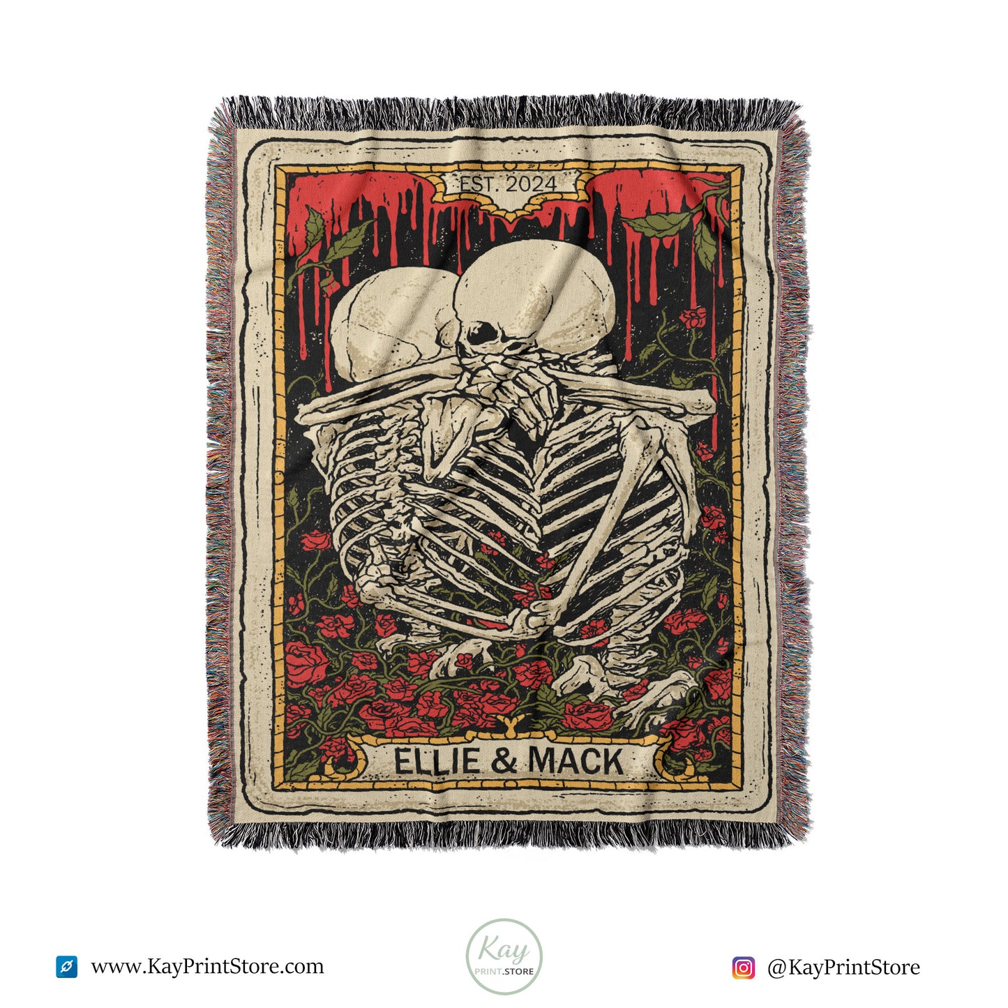 Skeletons Tarot Couple Blanket