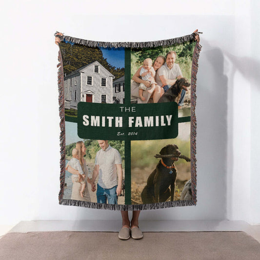 Custom Photo Family Name Blanket