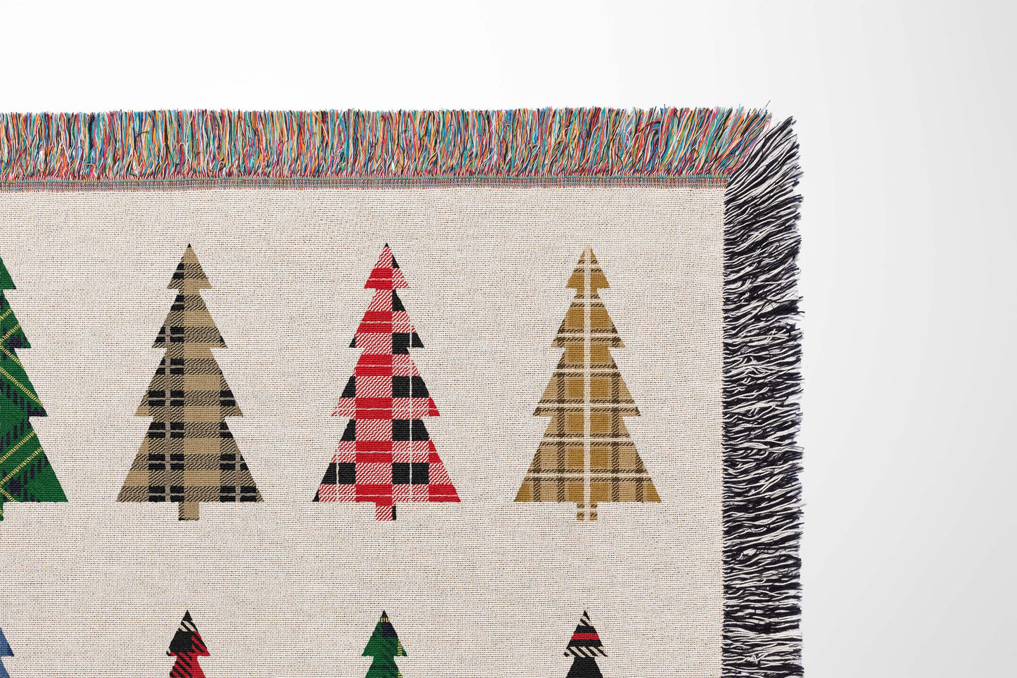 Plaid Christmas Trees Woven Blanket